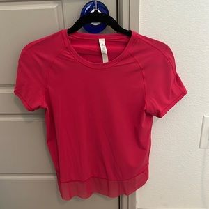 Hot Pink Lululemon Open Back Crop Shirt